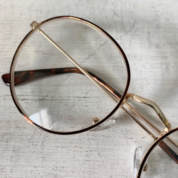 Oversized +2.75 Reading Glasses Round Metal Gold/Tortoise Frame - Picture 6 of 9